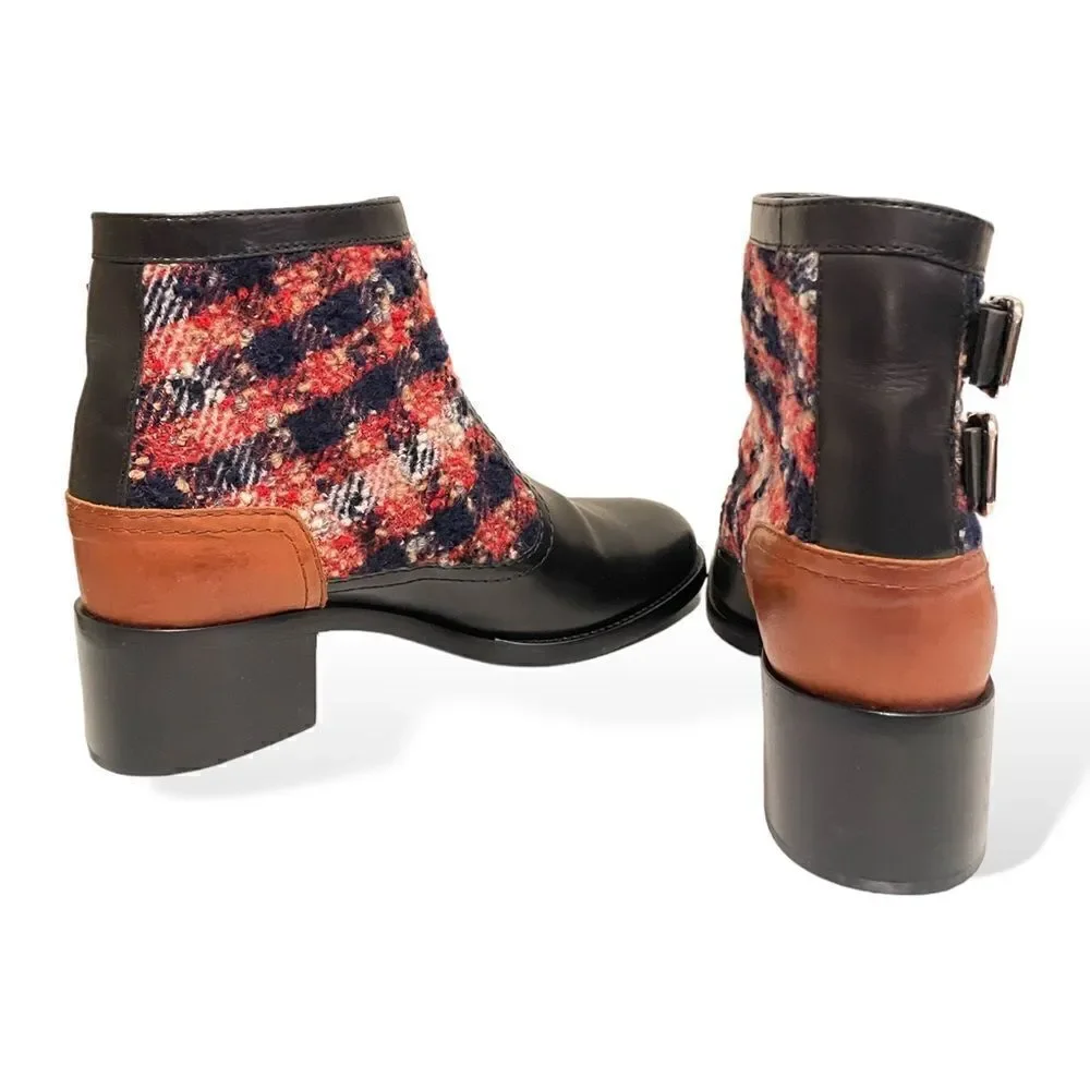 CHANEL 2017 Tweed Pattern Ankle Boots |38.5 EU|